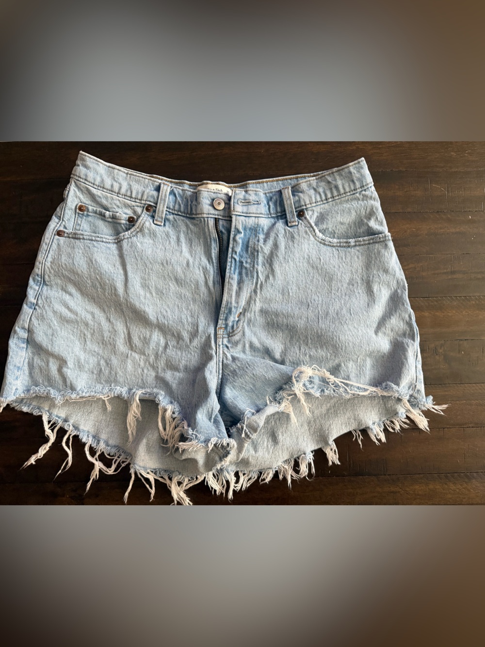 Abercrombie & Fitch Light Blue Frayed Denim Shorts